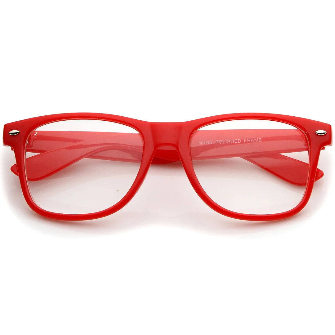 Retro Wide Temple Clear Lens Horn Rimmed Eyeglasses 54mm