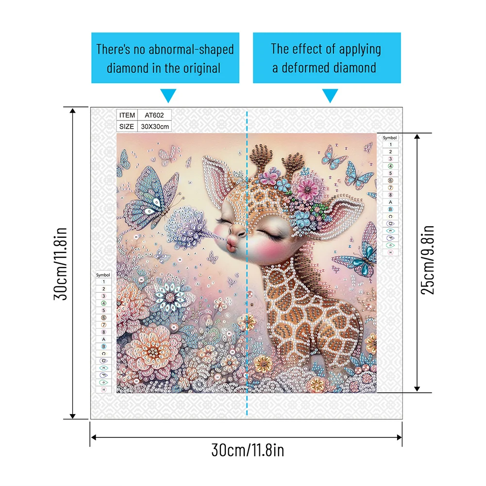 Diamond Painting - Partial Special Shaped Drill - Cute Flower Giraffe(Canvas|30*30cm)