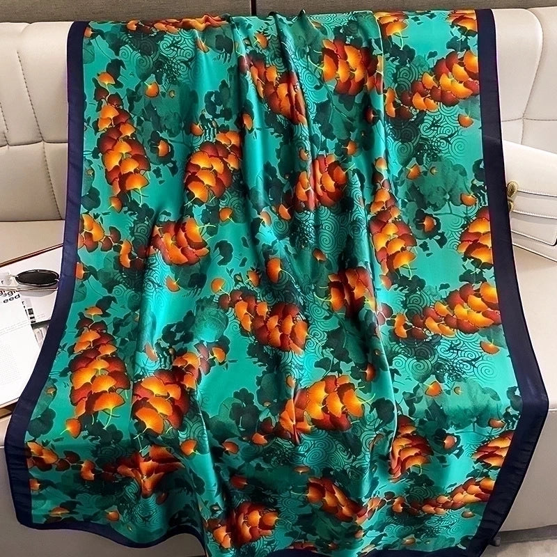 Adults Ig Style Mango Satin Printing Silk Scarf Shawl