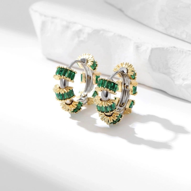 1 Pair Original Design Geometric Copper Zircon Earrings