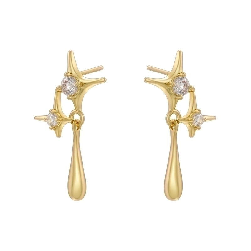 1 Pair Casual Elegant Minimalist Water Droplets Flower Plating Inlay Copper Artificial Pearls Zircon 18k Gold Plated Earrings Ear Studs