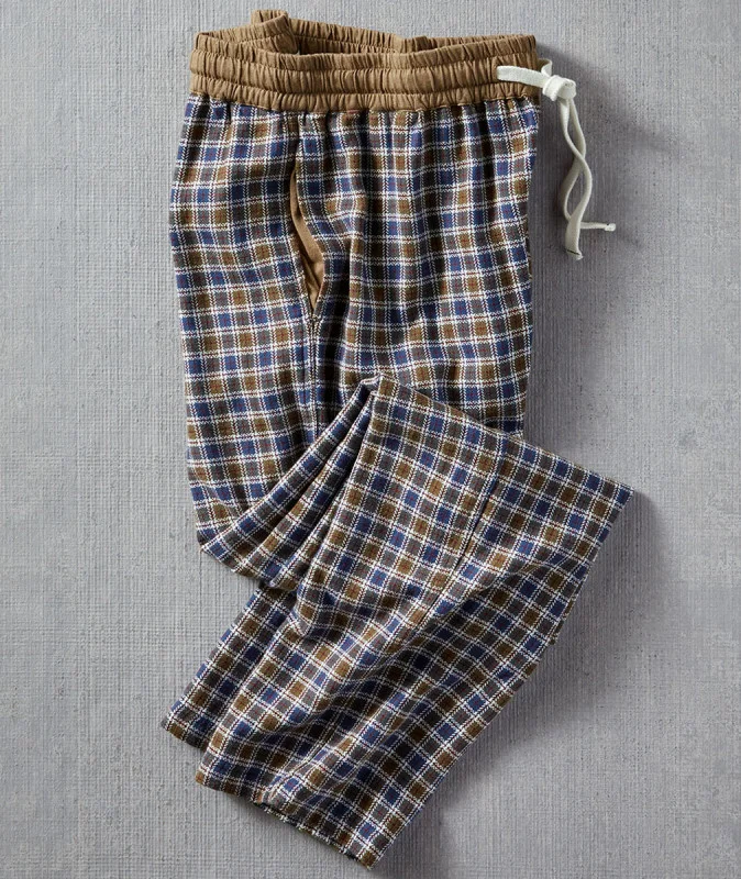 Cotton linen men's solid color casual pants