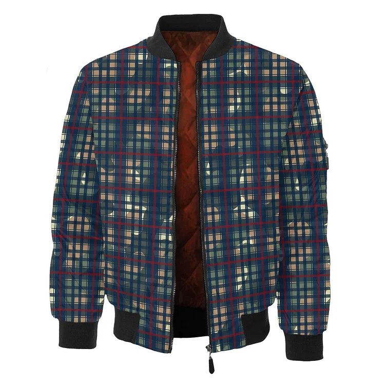 Mens Retro Multiplaid Bomber Jacket