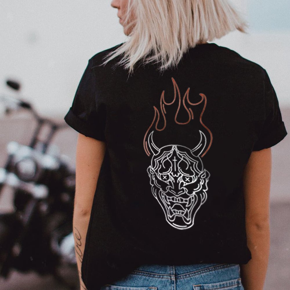 Fashion angry demon printed designer classic T-shirt