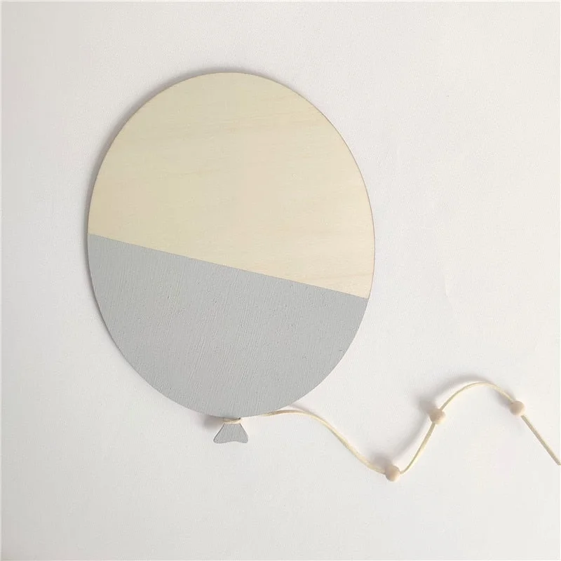 INS Nordic Wooden Balloon Wall Stickers For Kids Room Decorations Ornaments Baby Bedroom Wall Murals Nursery Decor Photo Props