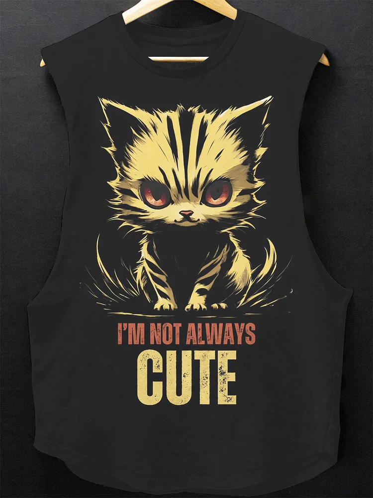 Men's I'm Not Always Cute Cat Art Print Cotton Tank Top