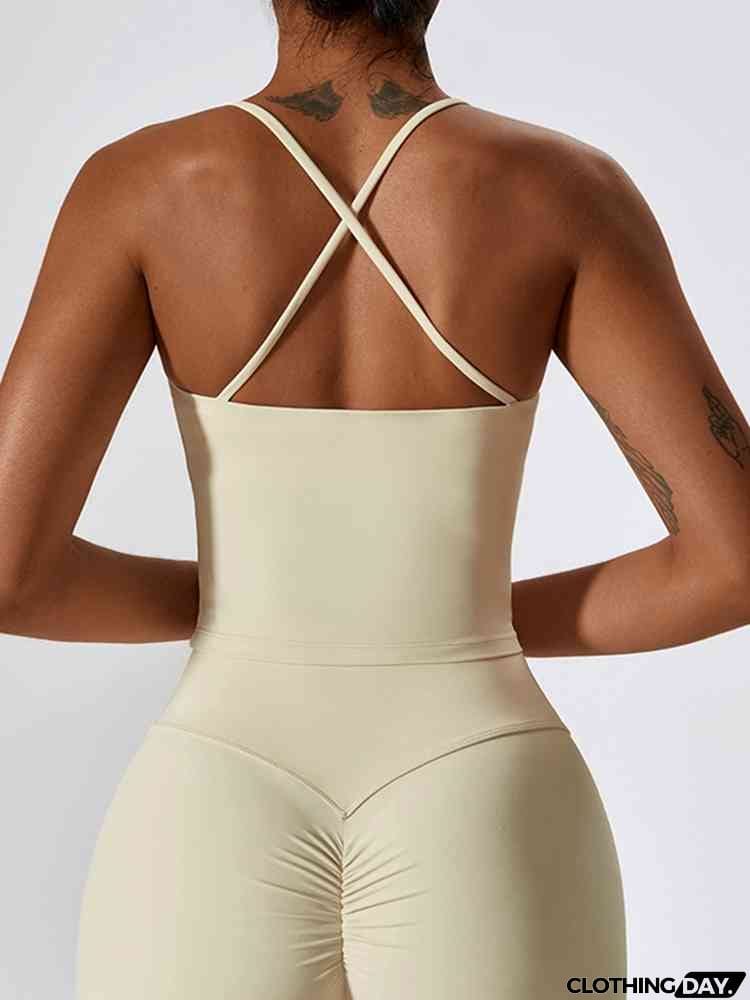 Square Neck Back Crisscross Tank Top