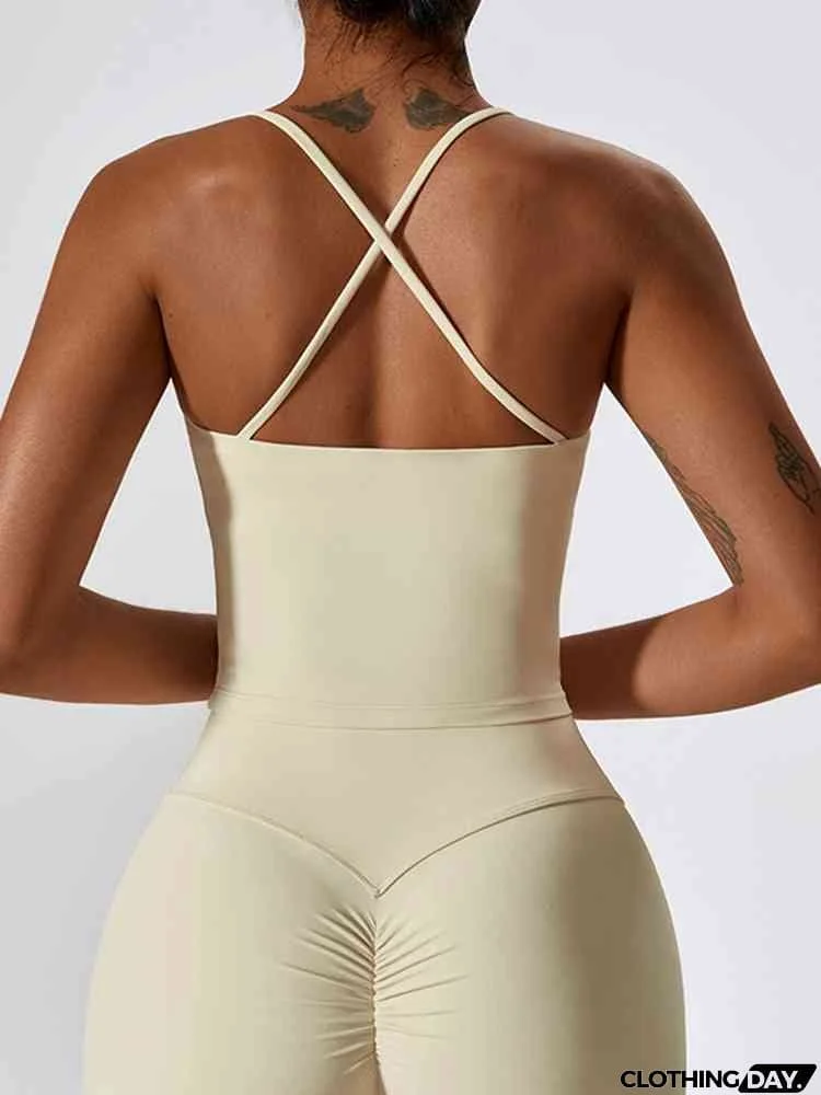 Square Neck Back Crisscross Tank Top