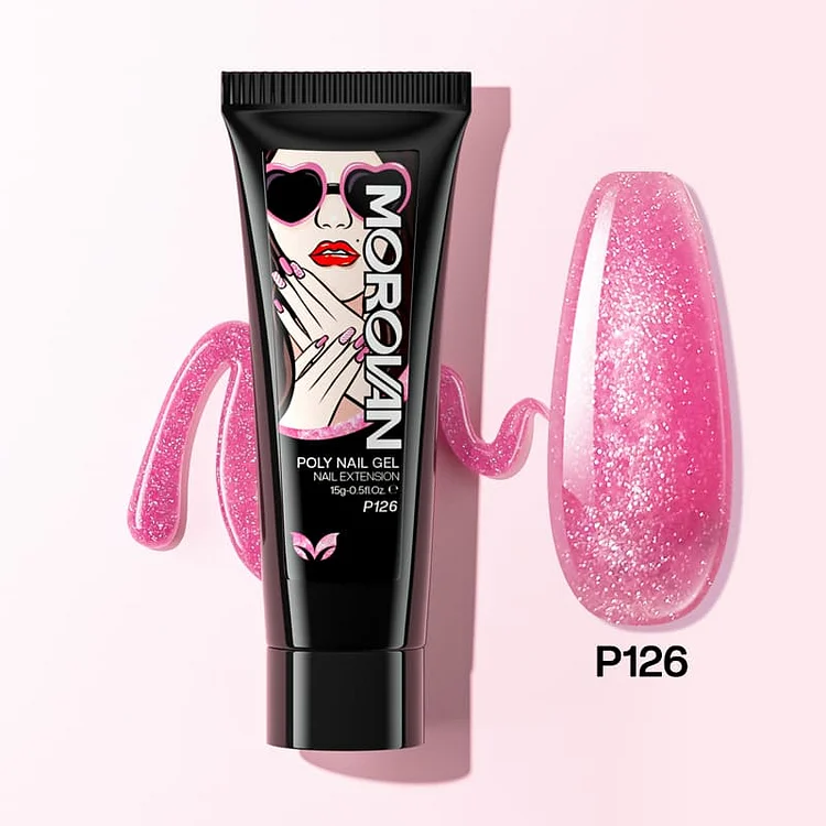Candy Pink Glitter Poly Nail Gel