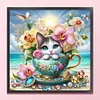 【Limited Stock Sale】Cat In A Teacup-14CT Stamped Cross Stitch 40*40cm/15.75*15.75in