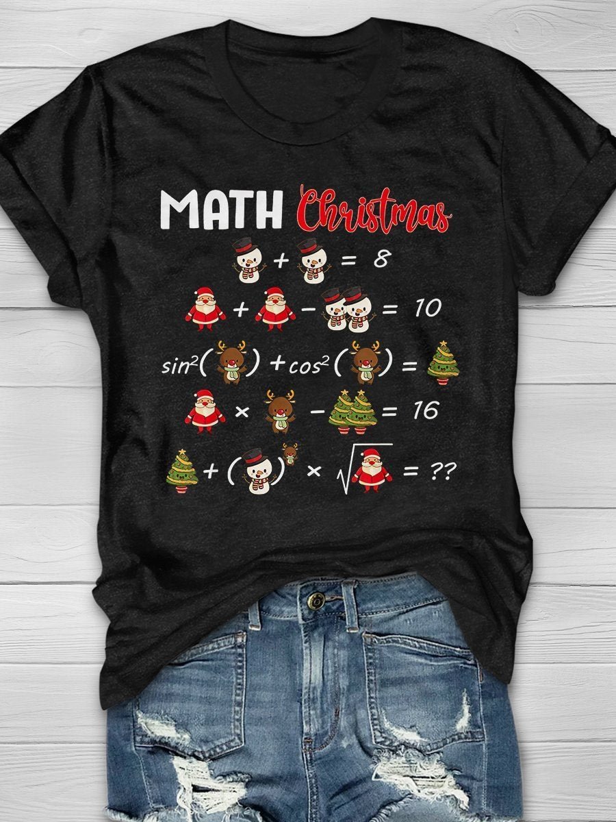 Math Christmas Print Short Sleeve T-shirt