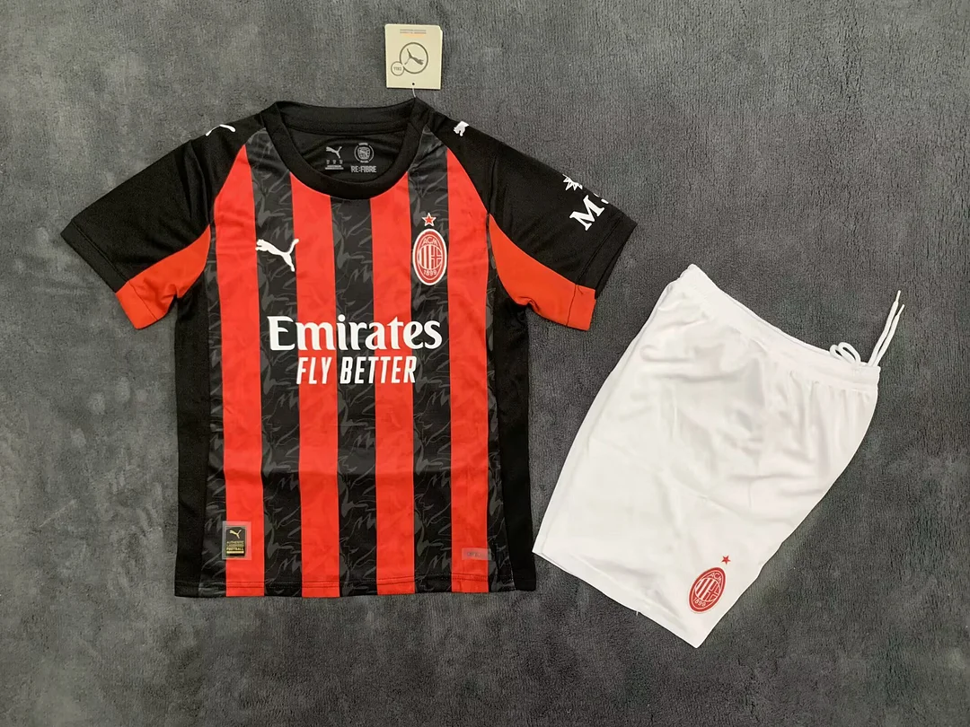 2025/26 AC Milan Home Football Shirt Kids Size