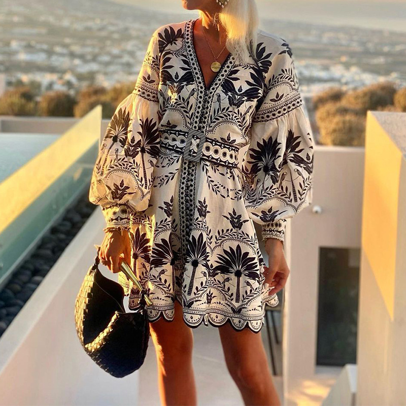 Fashion Print Loose Short Dress