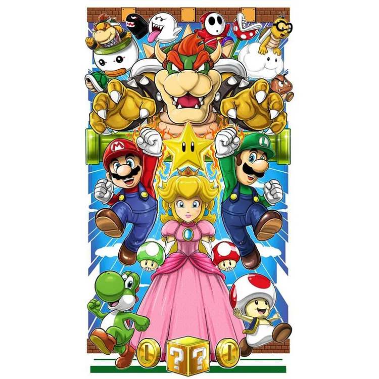 【Huacan Brand】Super Mario 45*75cm 16CT Stamped Canvas Cross Stitch gbfke