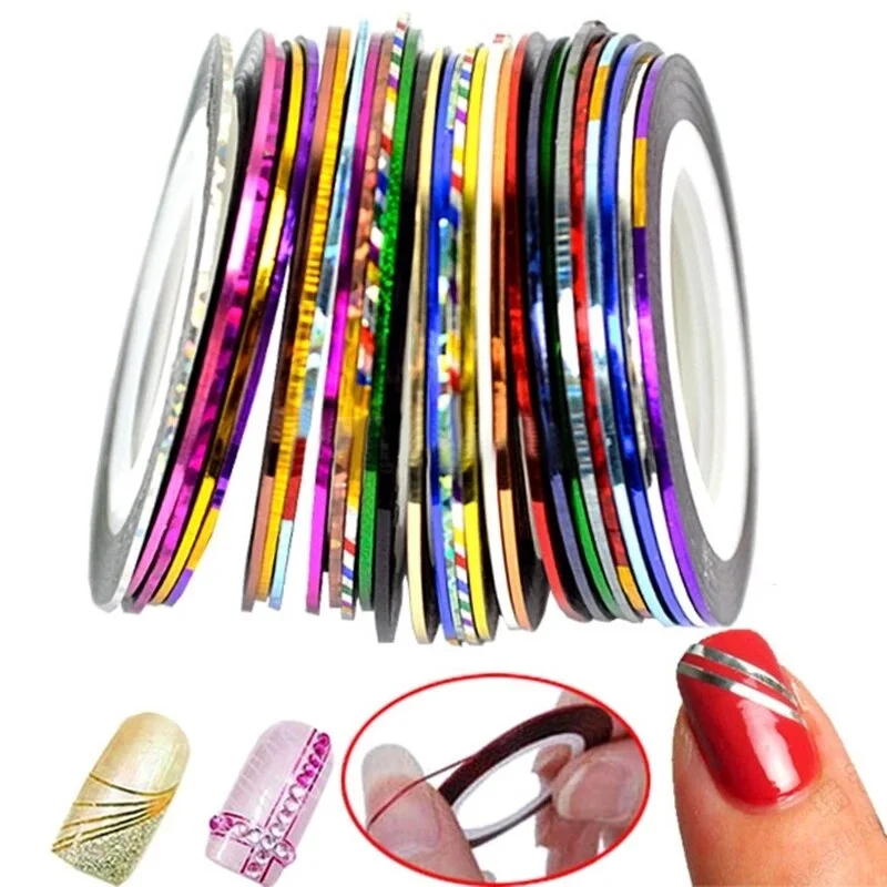 Mixed 10 Colors Nail Striping Tape Metallic Yarn Line 3d Nail Art Decoration Rolls Nail Decals & Sticker Nail Art Accesoires