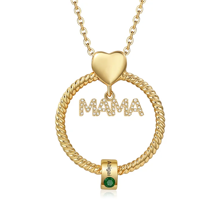 Kettenmachen Personalisierter 1 Name Gravur "MAMA" Halskette mit 1 Geburtsstein