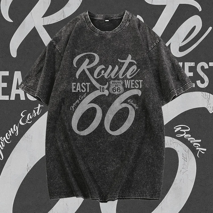Davidhawaii100% Cotton Casual Route 66 Street T-Shirt - 100% Cotton