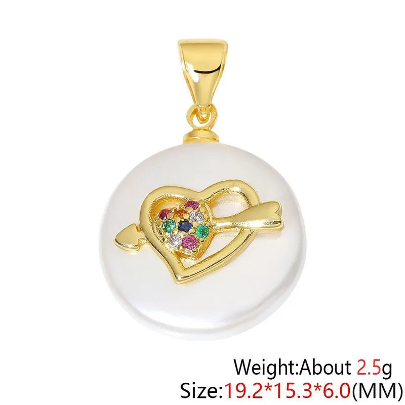 1 Piece 15.3*19.2mm Copper Zircon Heart Shape Eye Crab Pendant Jewelry Accessories