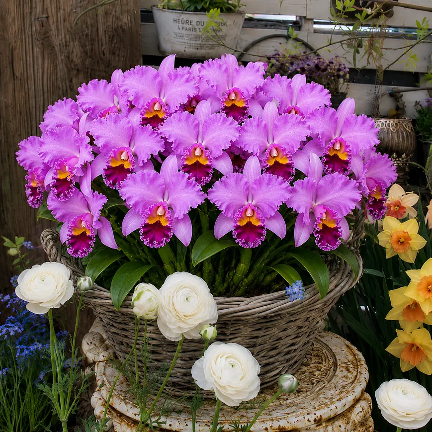 Giant Ruffled Cattleya Orchid flowers