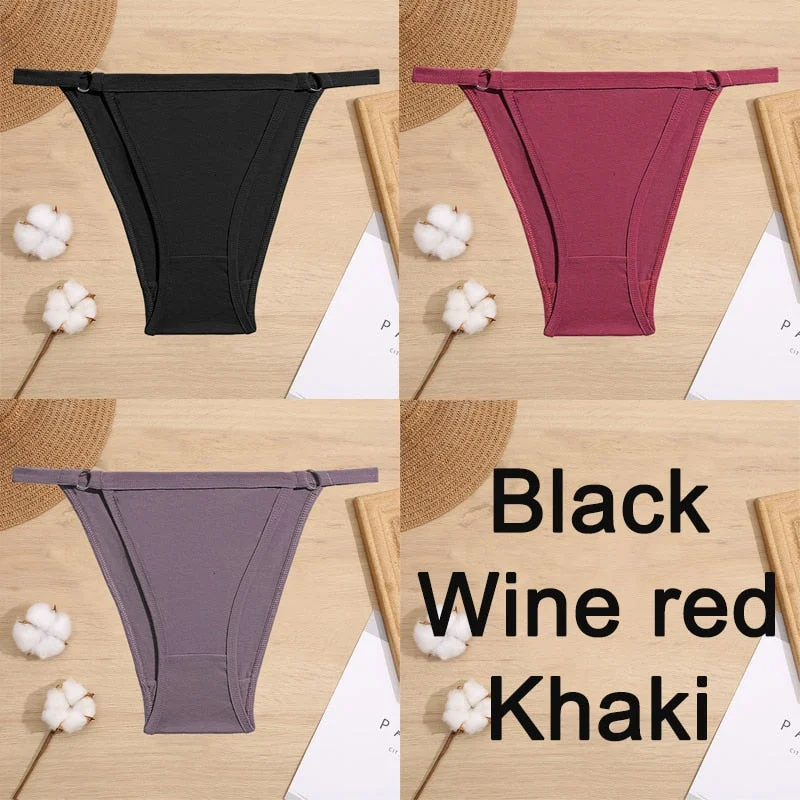 3PCS/Set Cotton Panties Underwear Bikini Style Women's Lingerie Sexy Panties Female Underpants Design Waist Band Briefs Pantys