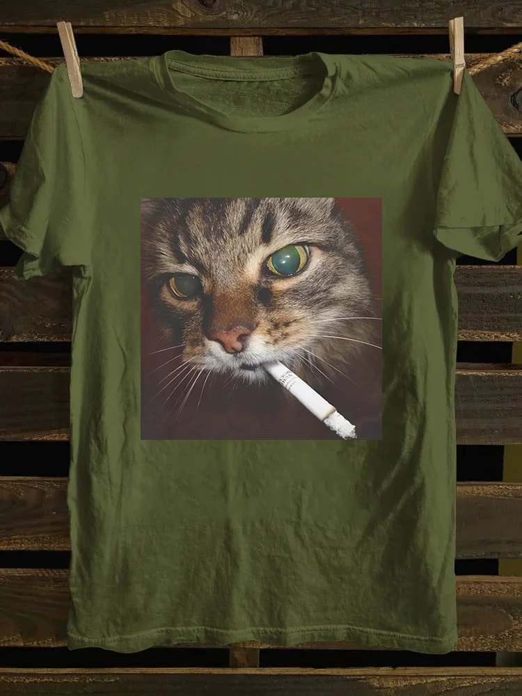 Funny Smoking Cat T-shirt
