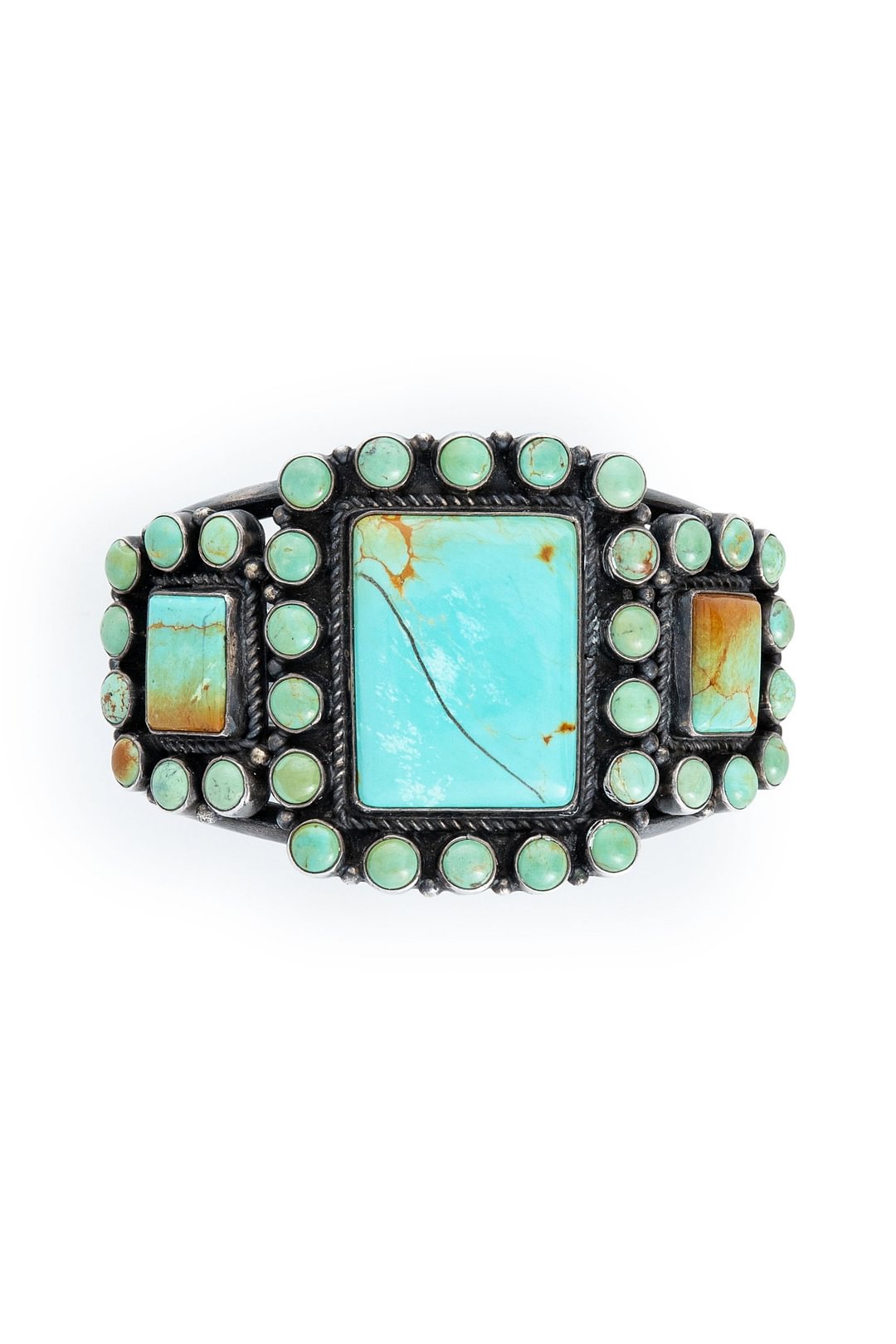 Cuff, Cluster, Turquoise, Square Cameo, Kirk Smith, Vintage, 2706
