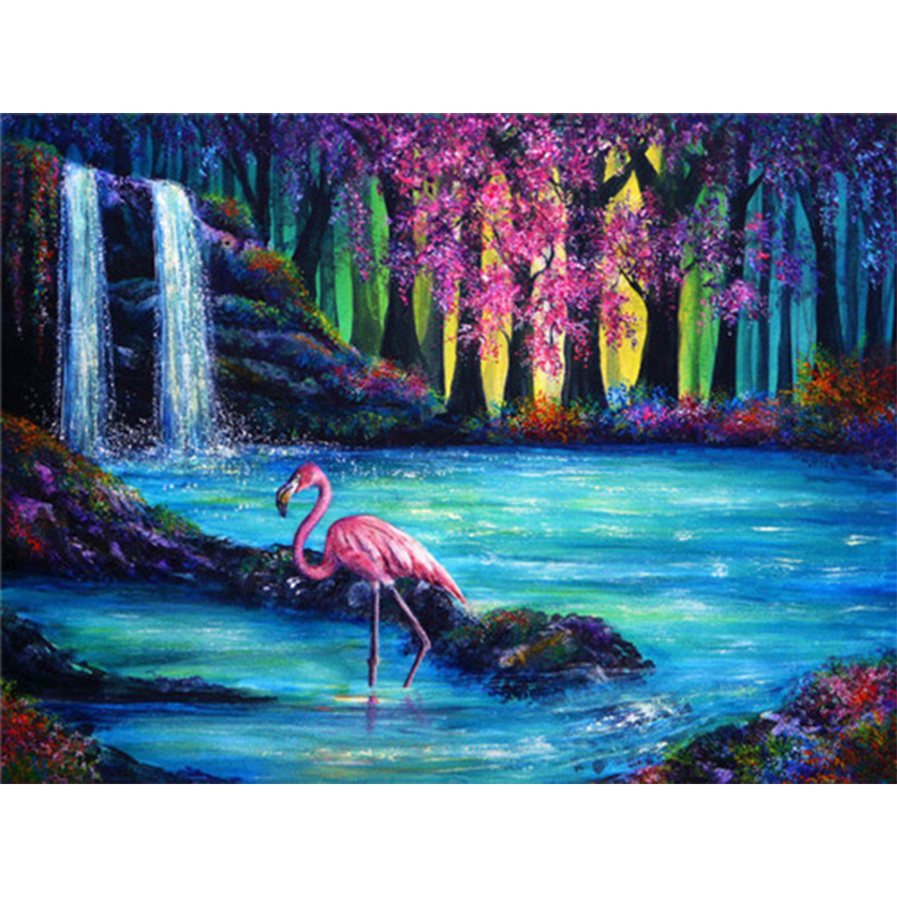 

50*40CM - Square Drill Diamond Painting - Flamingo Beside The River, 501 Original