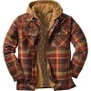 Men's Plaid Flannel Hoodie Thicken Coat Plus Size Jacket