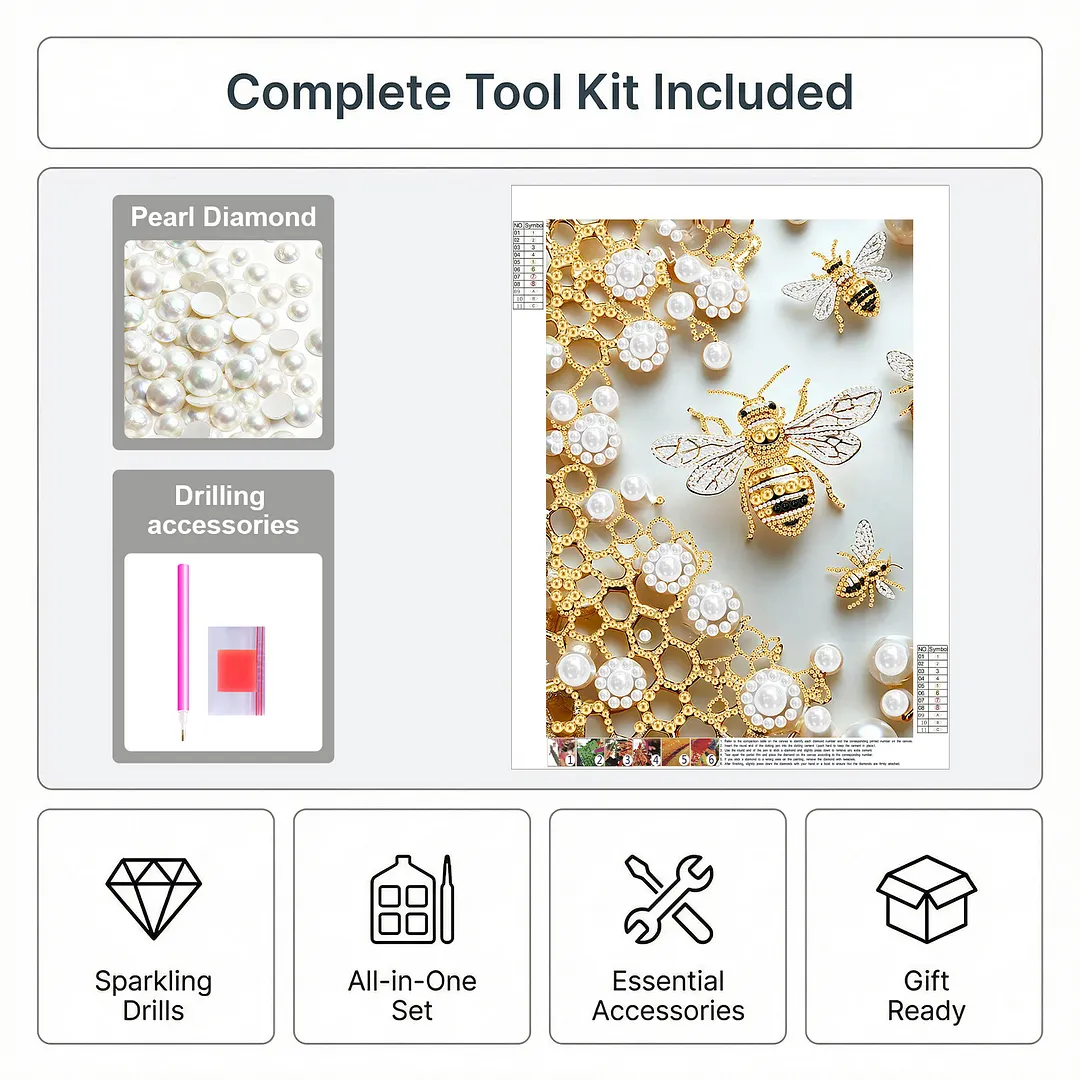 Pearl Painting Kit for Adults Bee Honeycomb 11.81x15.75in
