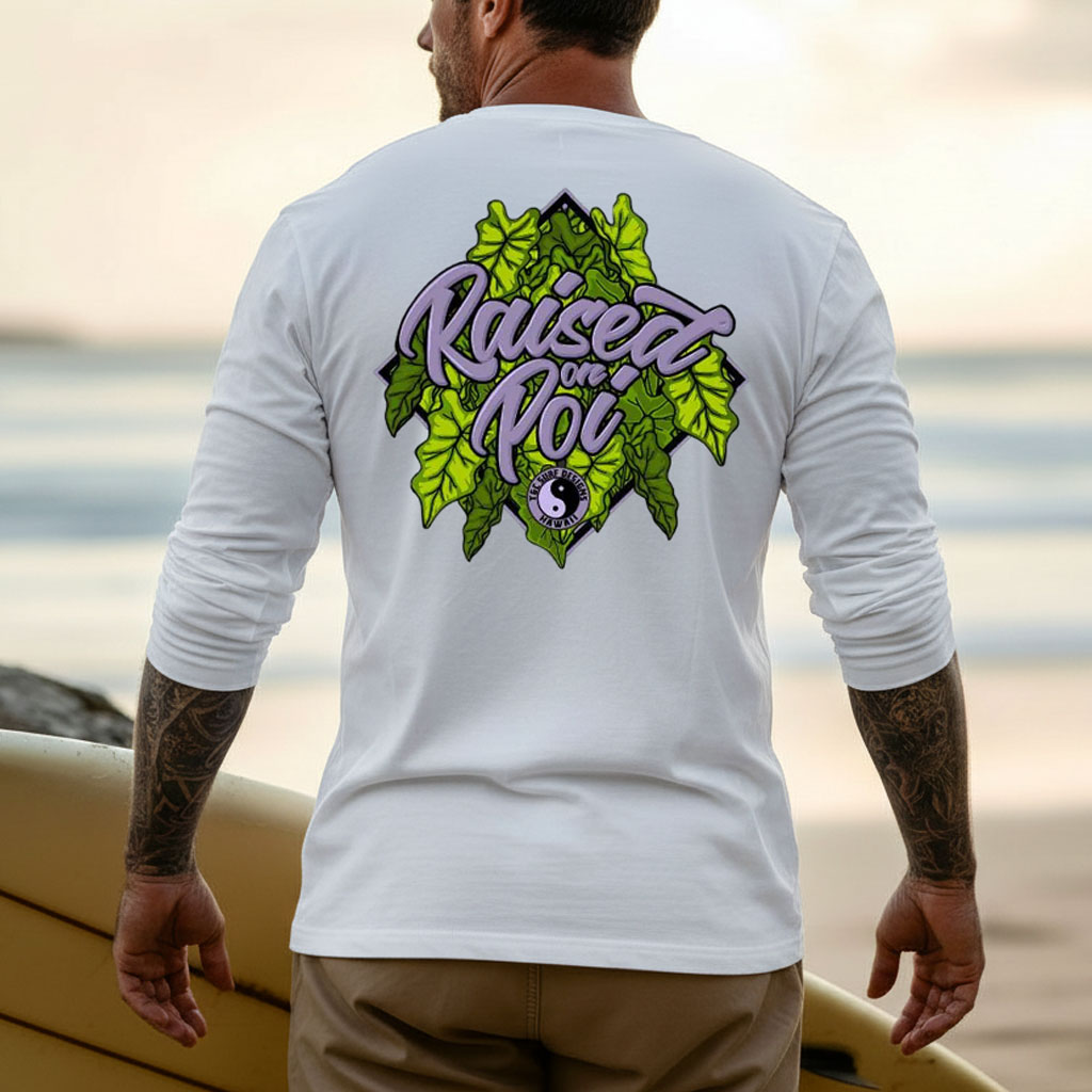 thesupersurf Cotton Long Sleeve T-Shirt Raised on Poi Hawaiian Style Graphic Tee for Men 