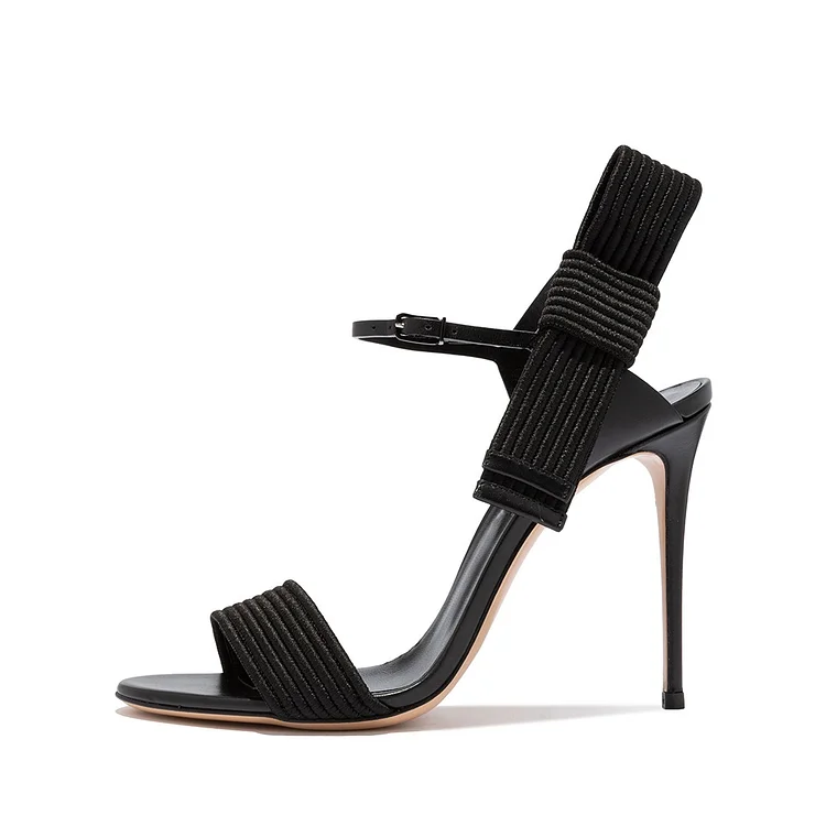 Black Bow Stiletto Heel Sandals Vdcoo