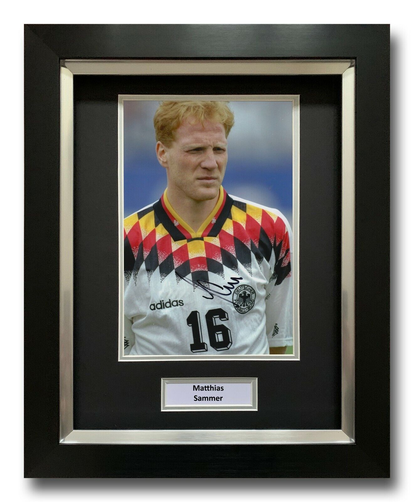 MATTHIAS SAMMER HAND SIGNED FRAMED Photo Poster painting DISPLAY - GERMANY FOOTBALL AUTOGRAPH.