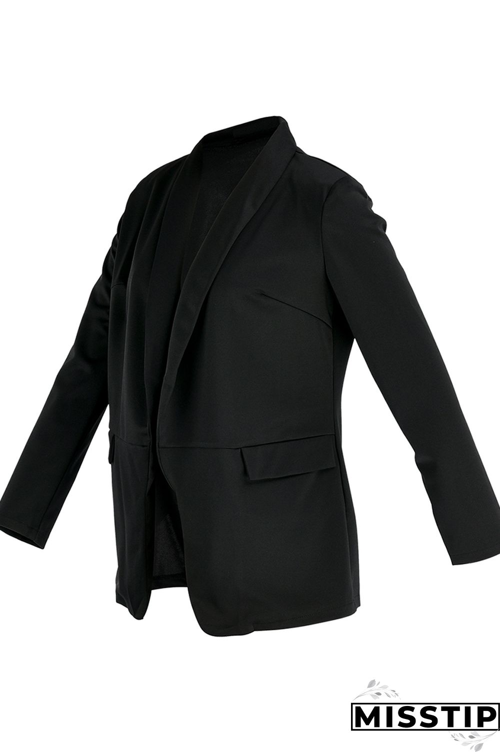 Black Fashion Casual Solid Patchwork Cardigan Turn-back Collar Outerwear