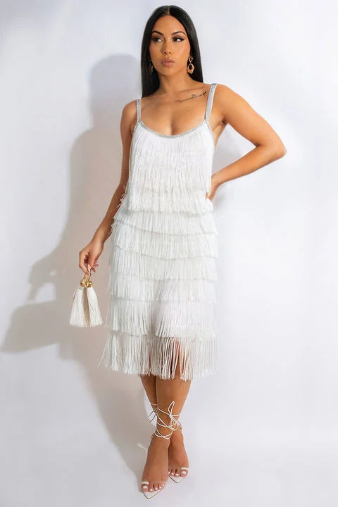 Tiered Tassel Slip Party Mini Dresses