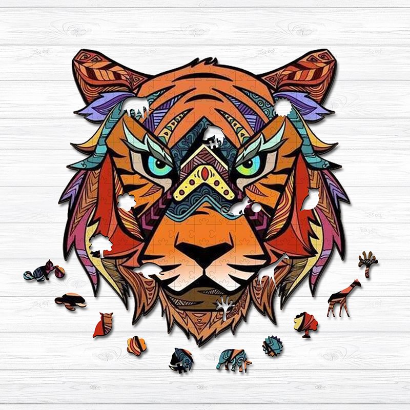 Ericpuzzle™ Ericpuzzle™ Painted Tiger Head Wooden  Puzzle