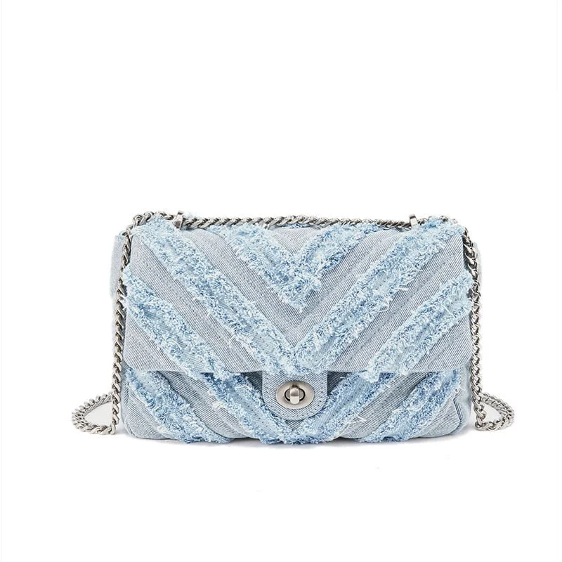 Denim Plaid Square Women's Shoulder Bags Magnetic Buckle Chain Messenger Bag Designer Luxury Brand purses and handbag Lady Bags