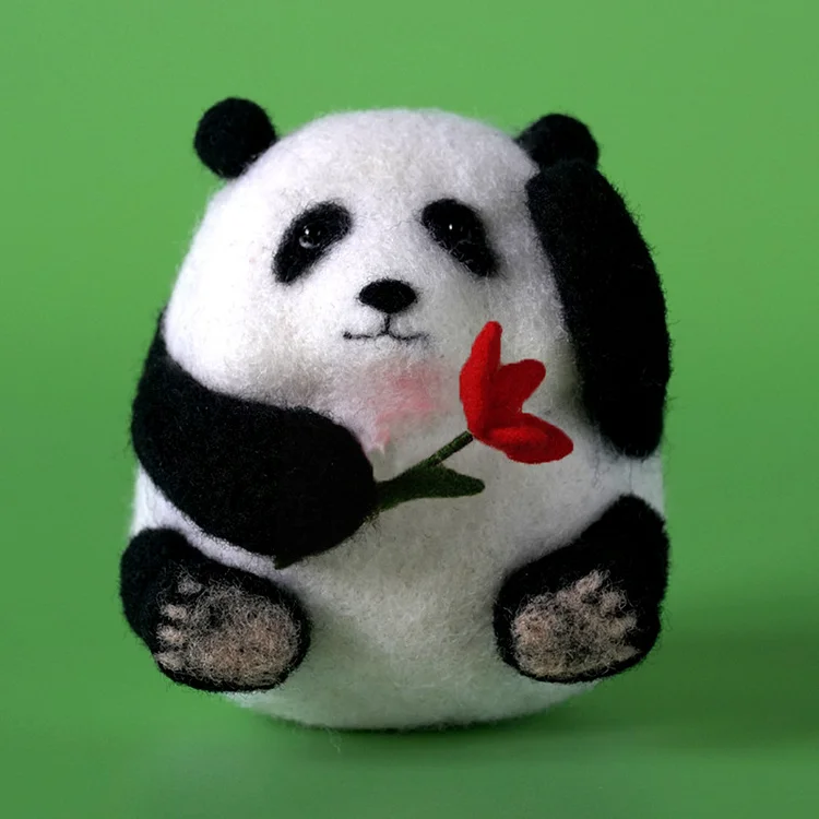 Panda Needle Felting Kit - HeHua Take Flower Ventyled