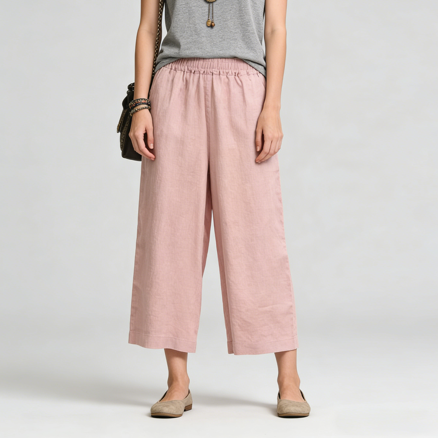 100% European Linen Pants High-Rise REAL SILK LIFE