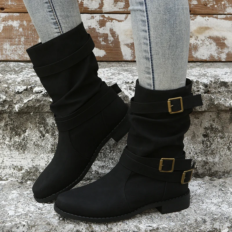 Colourp Colourp Size Women's Boots 2023 Autumn / Winter New Flat Bottom Low Heel Women's Boots Women's Batch