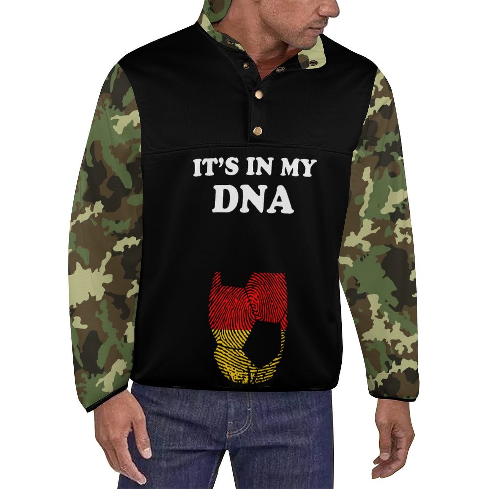Germany Camouflage Pattern Its My Dna Men's Cadet Collar Sweatshirt