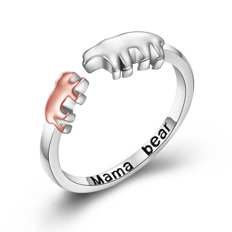 Mama Bear Rings Silver Mothers Ring Mom Jewelry