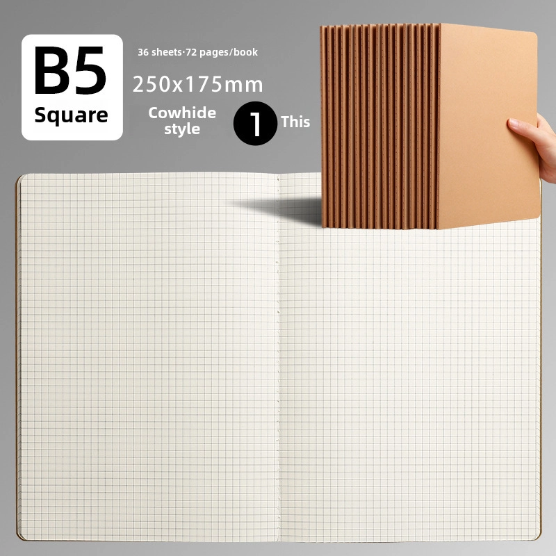 B5 Student Workbook Cowhide Paper Stitched Notebook Diary Practice Book Office Stationery