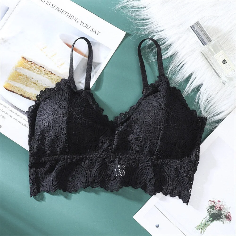 Fashion Women Lace Bralette Seamless Bras Sexy Beauty Back Tube Tops Girls Underwear Gathered Bras Hollow Out