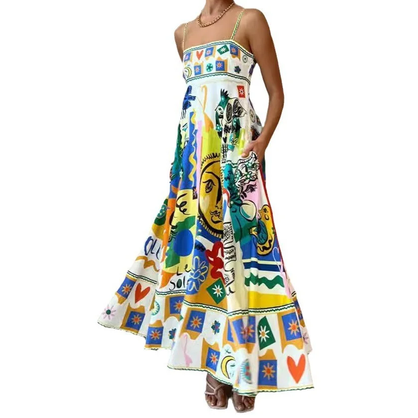 Athvotar Athvotar New Casual Dress Women's High-Waisted Sleeveless Vest With Joint Dress Summer