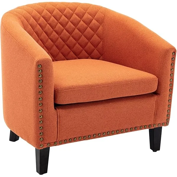 Mid-Century Accent Chair, Comfy Single Sofa with Padded Seat, Modern Armchair Rivet Decoration for for Living Room, Bedroom, Home, Office