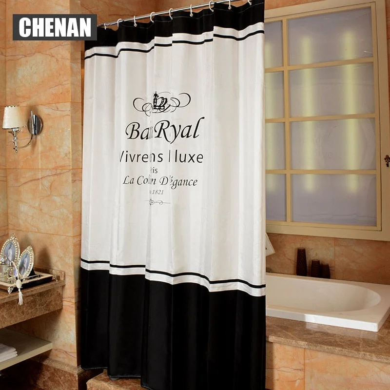 Shower curtain polyester fabric waterproof and mildew proof fabric Toilet curtain partition curtain Bathroom curtain (with hook)