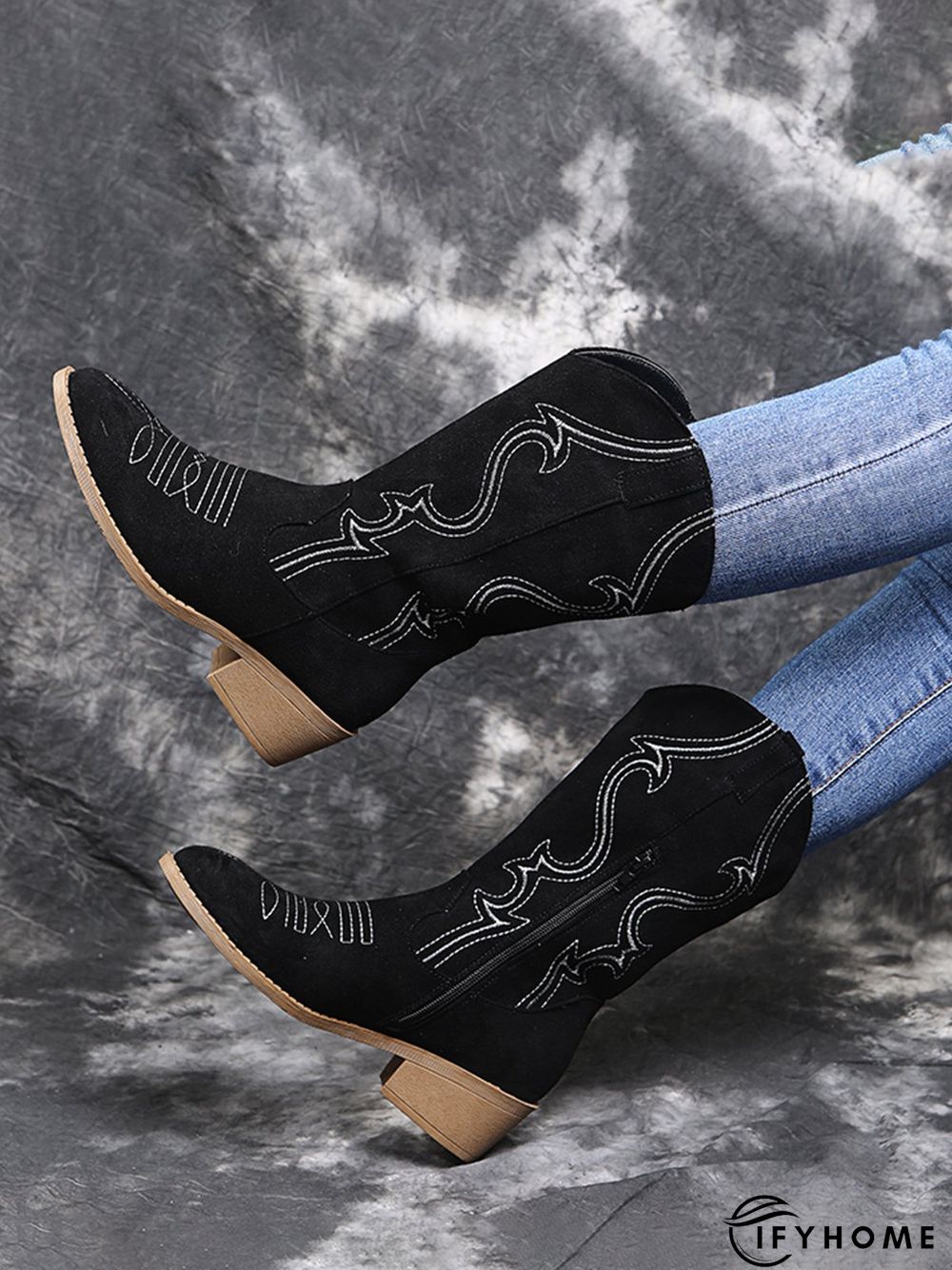 Vintage Faux Suede Embroidery Western Boots | IFYHOME