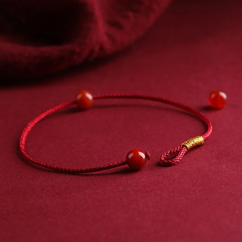 Cinnabar Red Agate Blessing Red String Bracelet