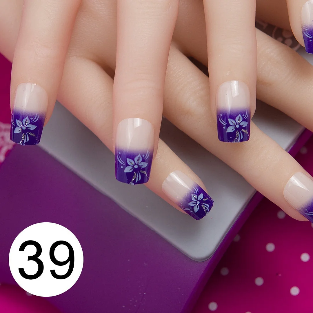 With 1 Piece Of Nail Adhesive Tape 24pcs/Box Press On Nail Art Tips Full Cover 10 Sizes False Nail Art Wedding Nails-Nail Inspo