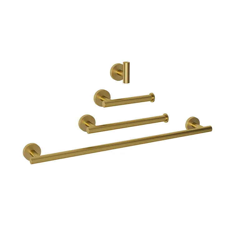 EVERSTEIN 4-Piece Modern Bathroom Towel Rack Set in Brushed Gold 